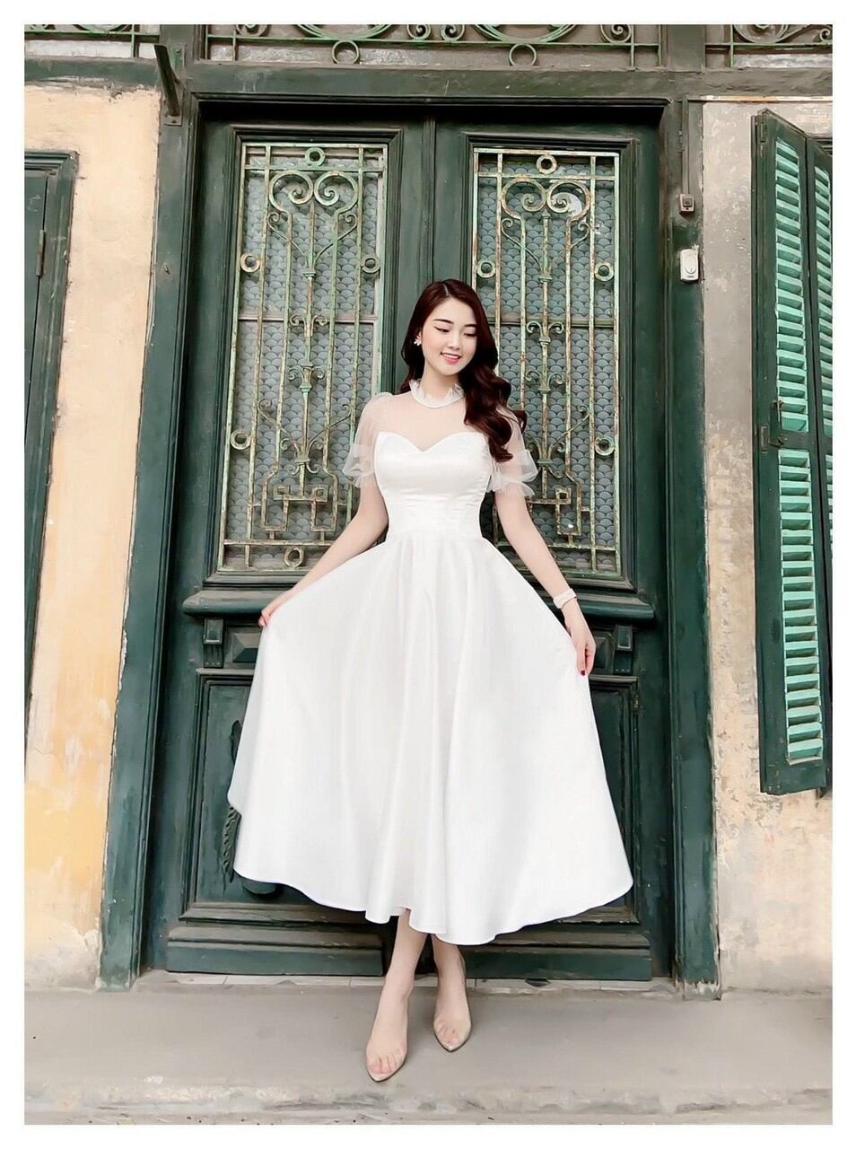 ✨ đầm xòe phối lưới✨ hình thật