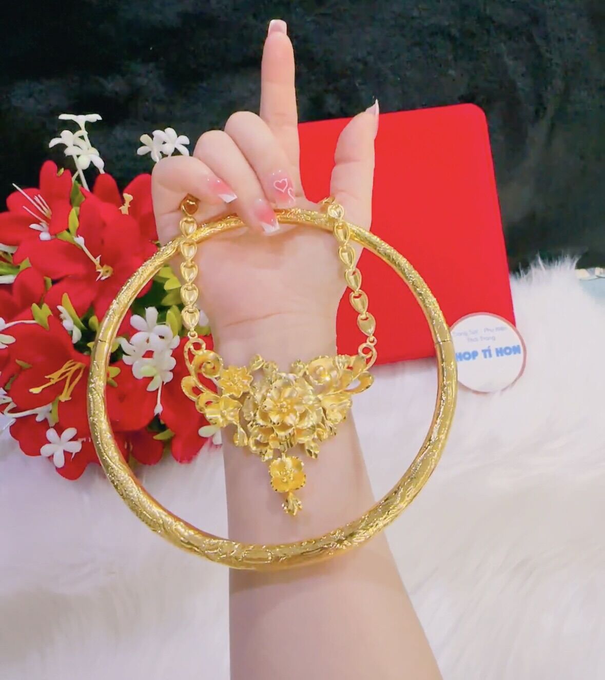 Set bộ vàng cưới cô dâu mạ vàng 24k cao cấp ( gồm 2 kiềng 1 dây )