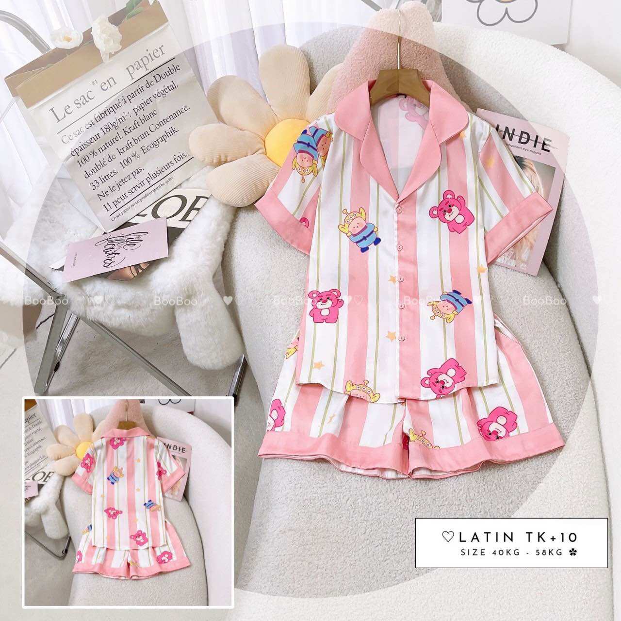 Đồ bộ mặc nhà pijama boo lụa latin mềm mịn mát form đùi freesize _hoả tốc hcm