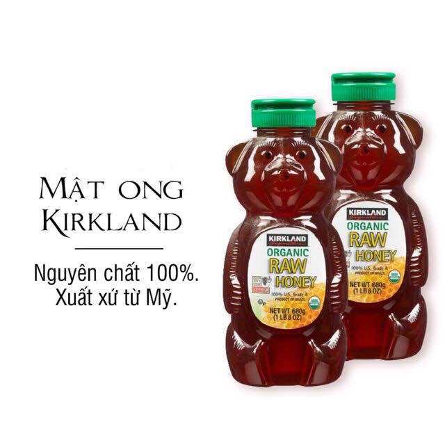 Mật Ong Gấu Hữu Cơ Kirkland Organic Raw Honey chai 680gr - Hàng Mỹ