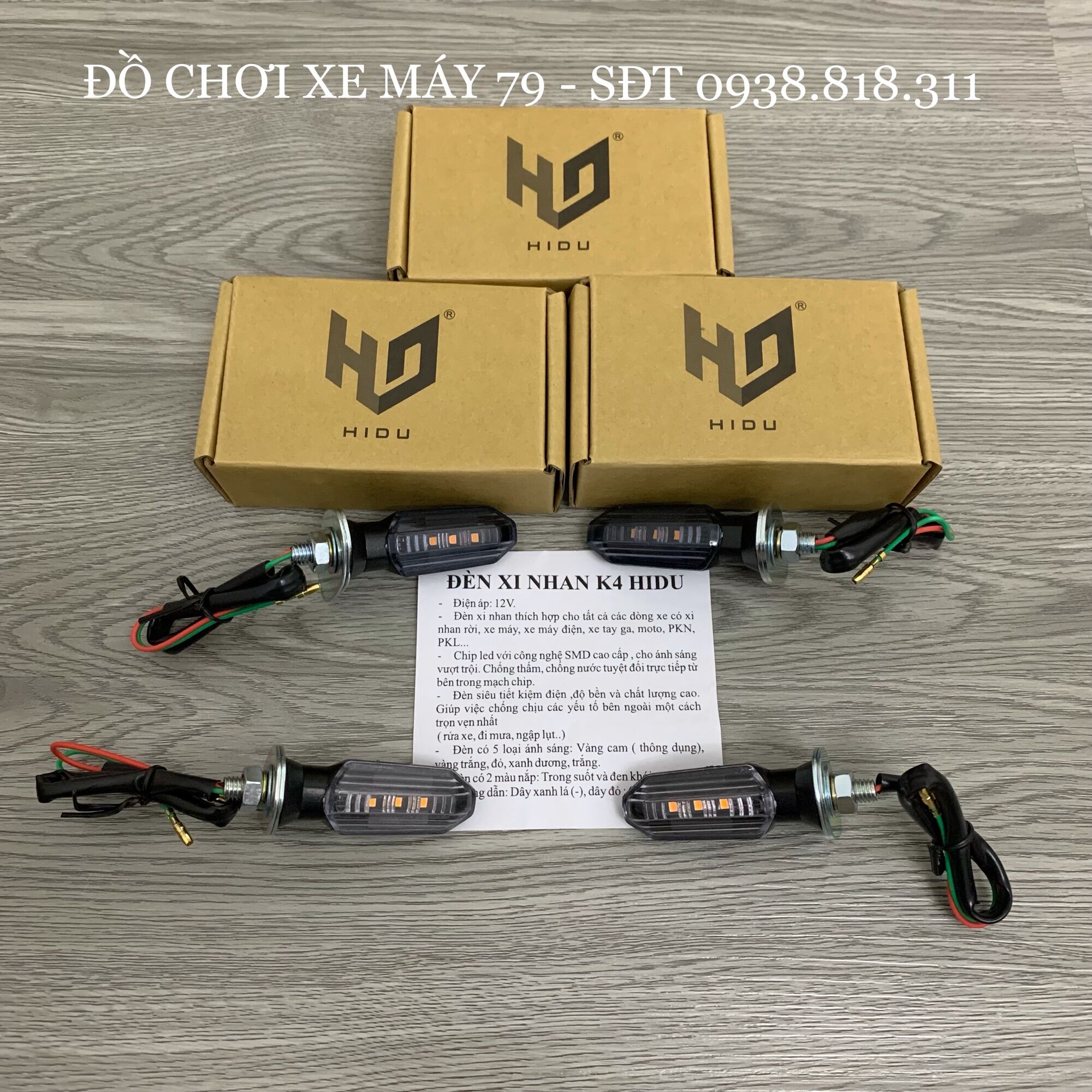 Đèn xi nhan K4 chính hãng Hidu chip led gắn tất cả xe máy có xi nhan rời