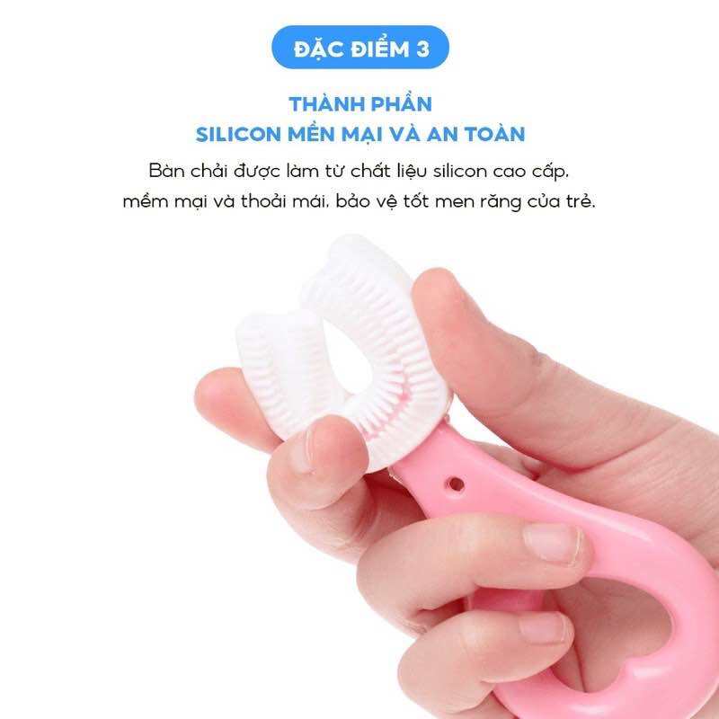 Bàn chải đánh răng chữ U | Midkid cho bé từ 2 tuổi, chải xoay 180 độ, massage răng, chất liệu mềm mại, an toàn