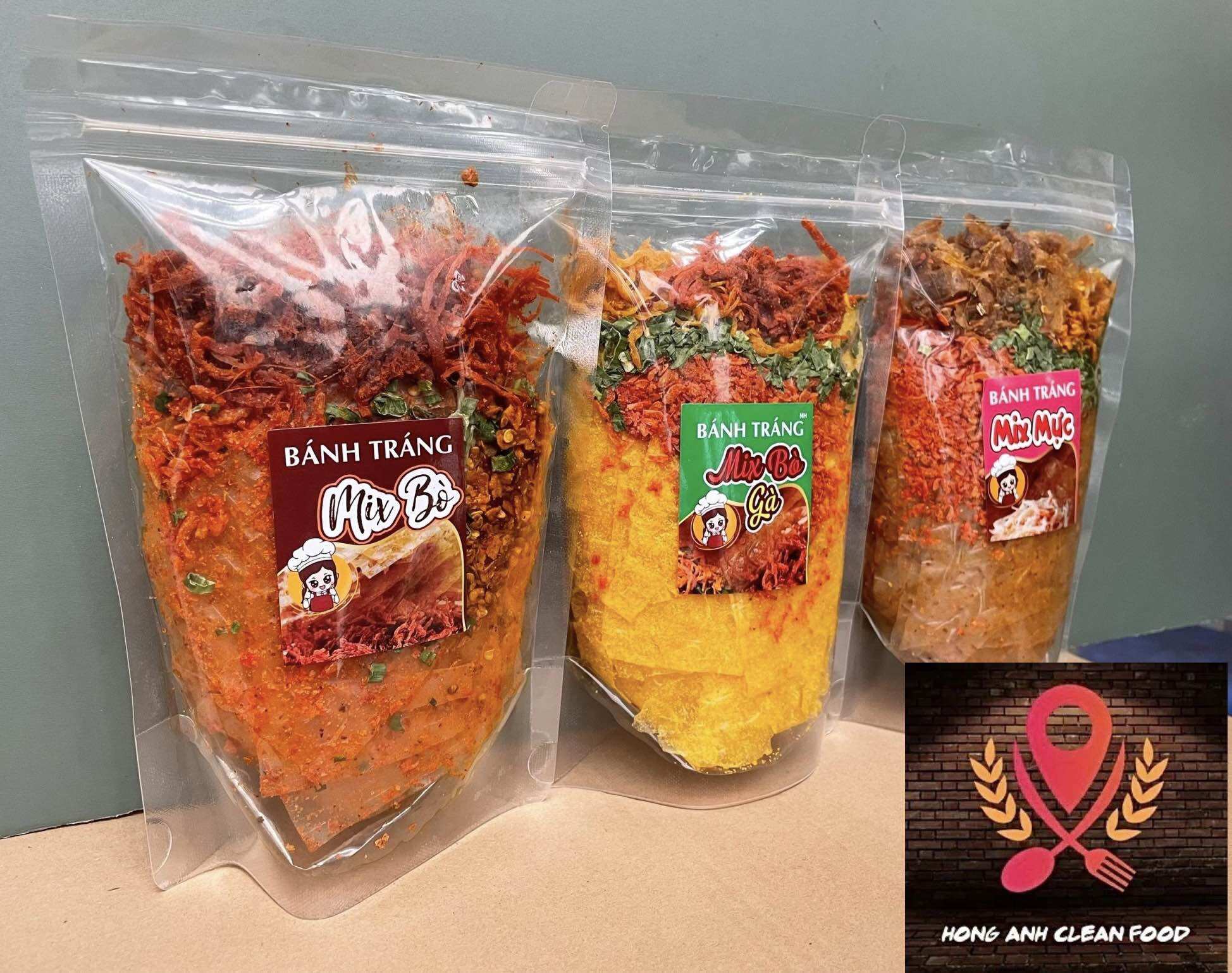 Combo 3 bịch bánh tráng trộn long an mix vị cay ngon gói 100gr