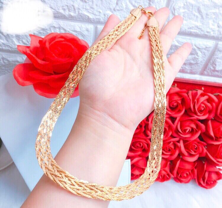 Dây chuyền kiểu bính lớn mạ vàng 18k pha bạc cực đẹp