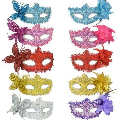 Mặt nạ hoá trang Halloween Mặt nạ nửa mặt đính hoa/bướm nữ giới