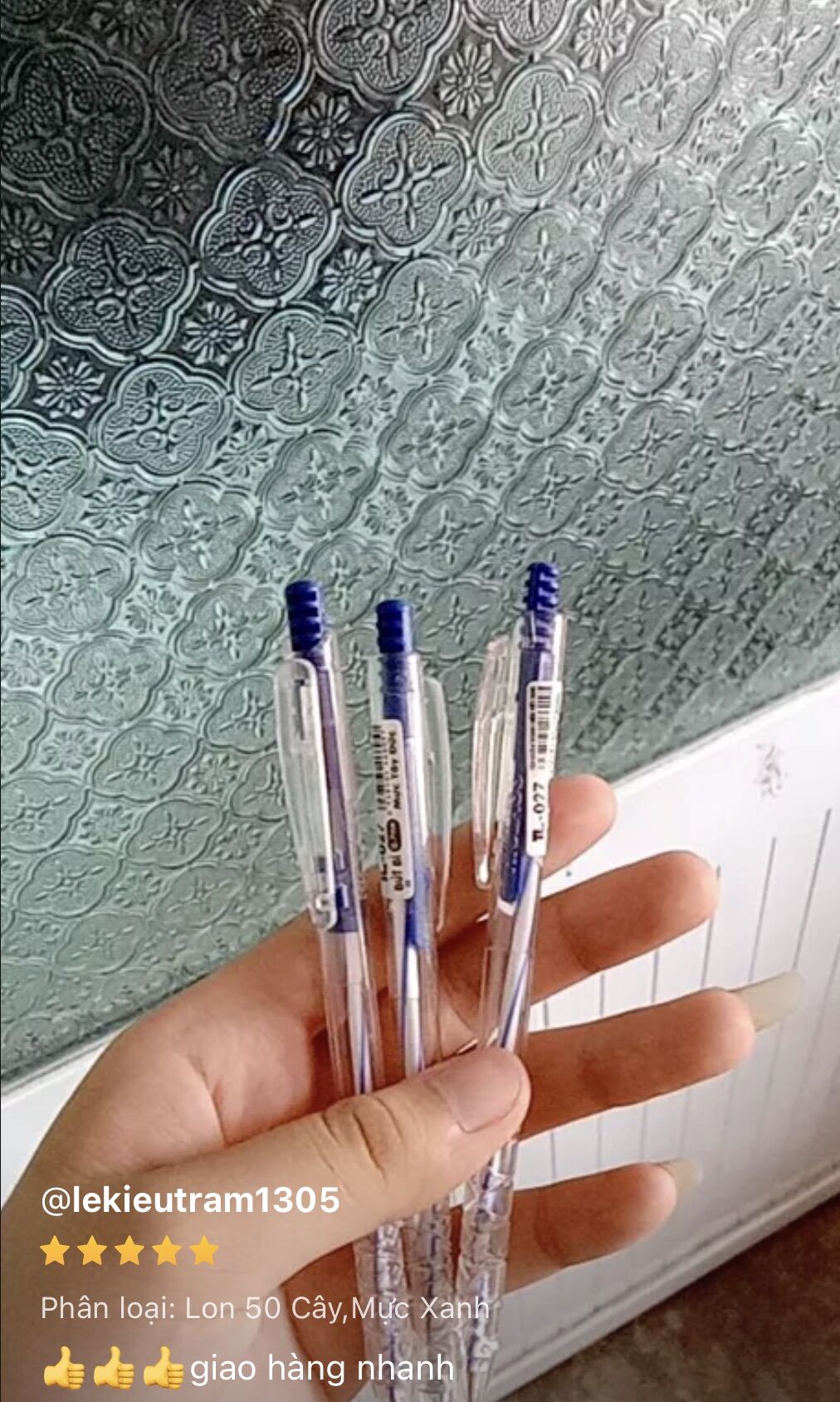 🏵 Set 10 Cây Bút Bi Xanh Nét Nhỏ (Tặng Lon Đựng khi mua 50 Cây)