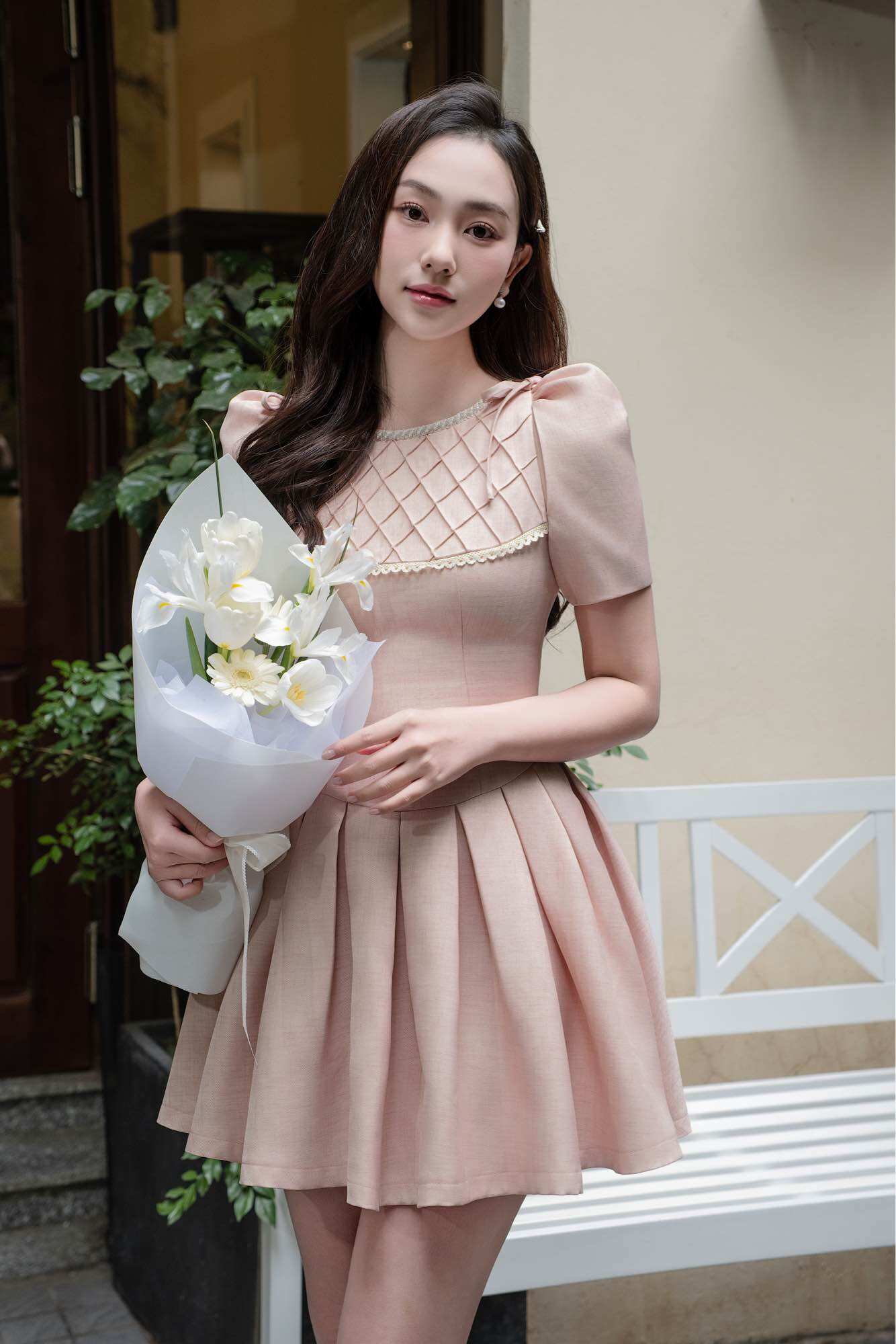 CÉLESTE - Váy Linen Pearl Dress