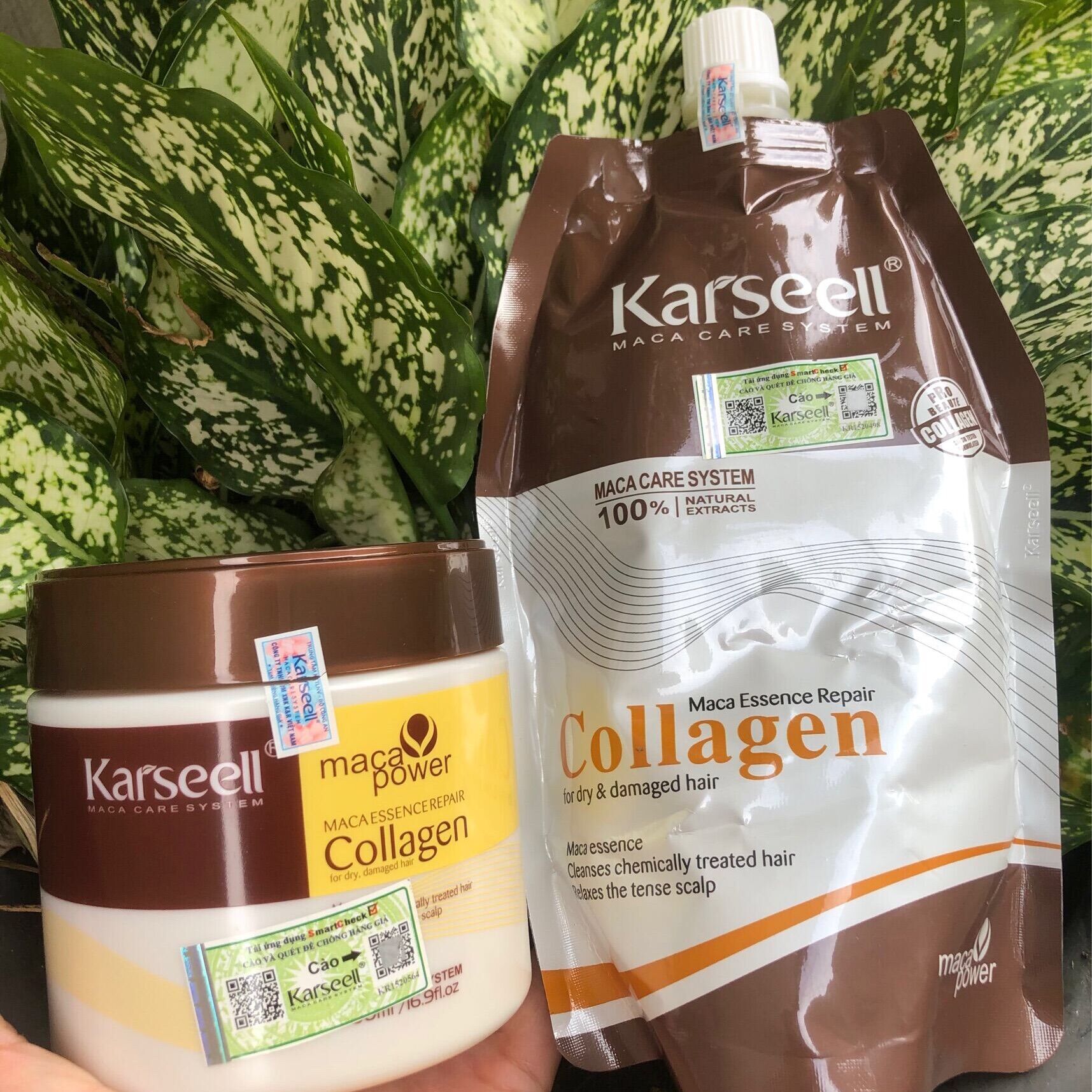 Kem hấp phục hồi tóc hư tổn karseell collagen 500ml/100ml