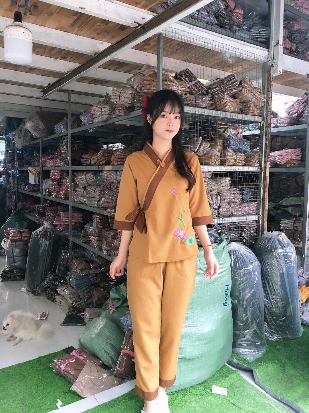 đồ lam nữ phật tử#đồ bộ nữ#phối sen