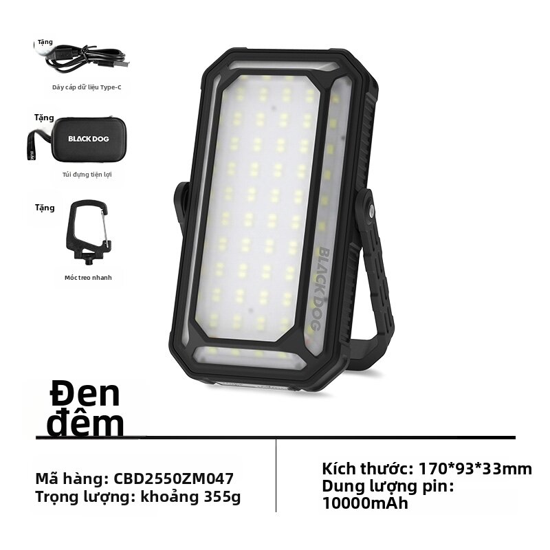 BLACK DOG | Đèn Sạc Năng Lượng Mặt Trời Dùng Ngoài Trời Di Động
