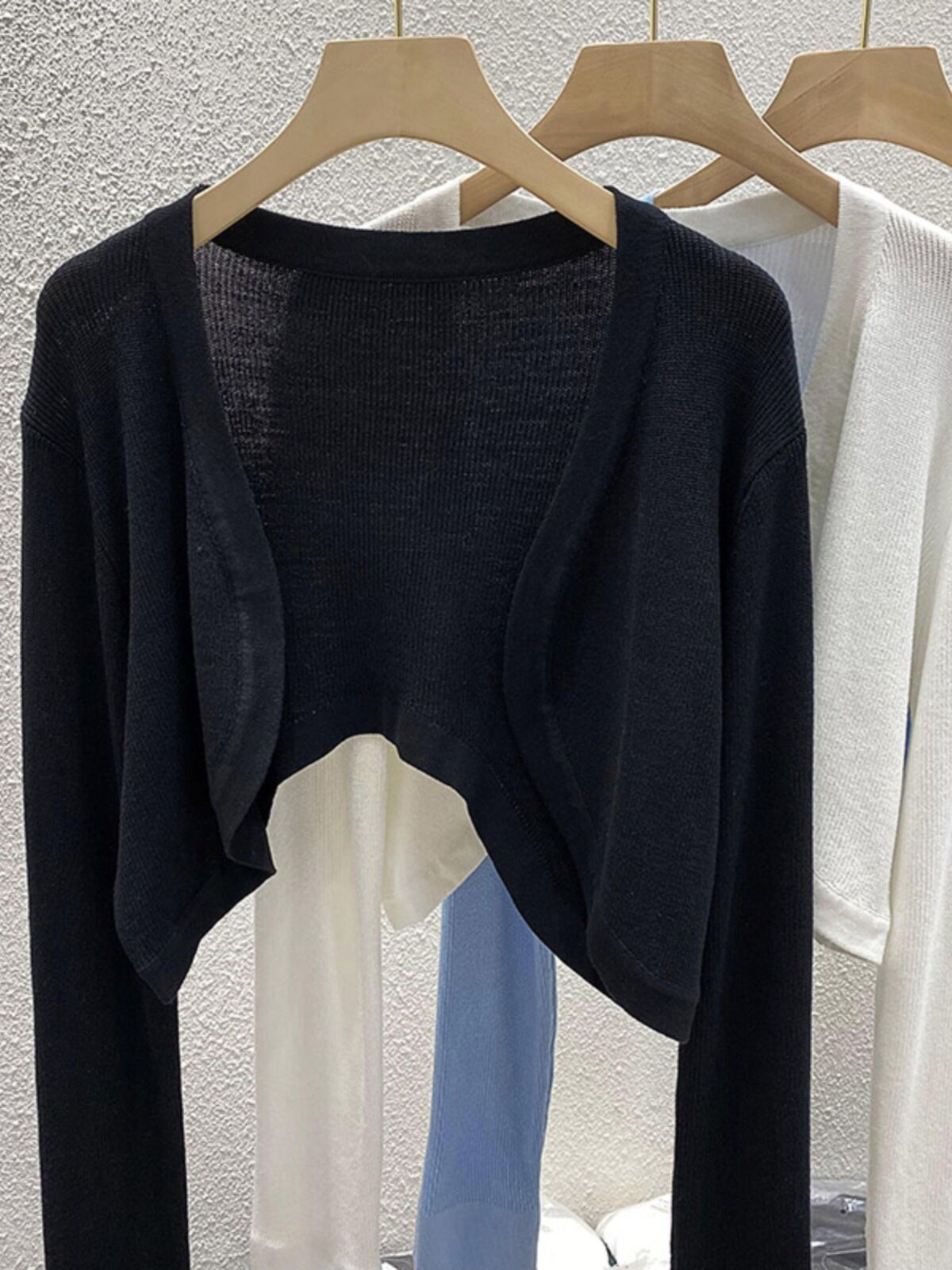 Áo Len Cardigan Dệt Kim Mỏng Mùa Hè Cho Nữ Màu Đen Áo Khoác Ngoài Chống Nắng Bằng Vải Voan Mỏng Áo K