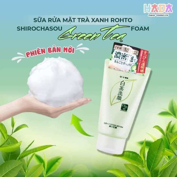 Sữa Rửa Mặt Trà Xanh Rohto Shirochasou Green Tea Foam mẫu mới 120g