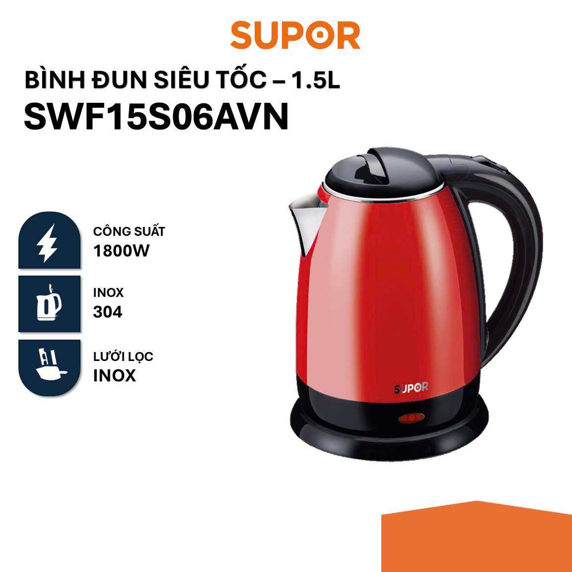 Ấm đun siêu tốc/ Bình đun siêu tốc Supor SWF15S06AVN - 1.5L