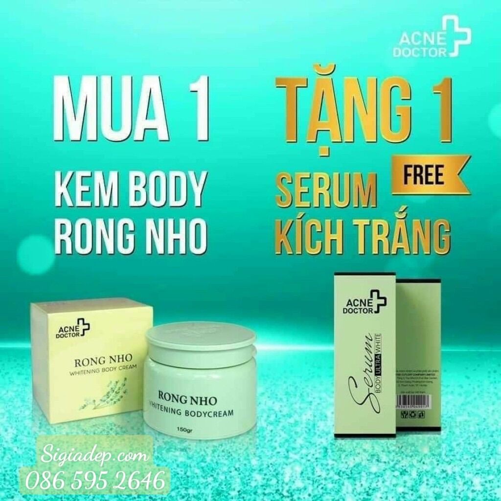 Kem Body Rong Nho Acne Body Tặng Serum Body White Acne Doctor Kích Trắng