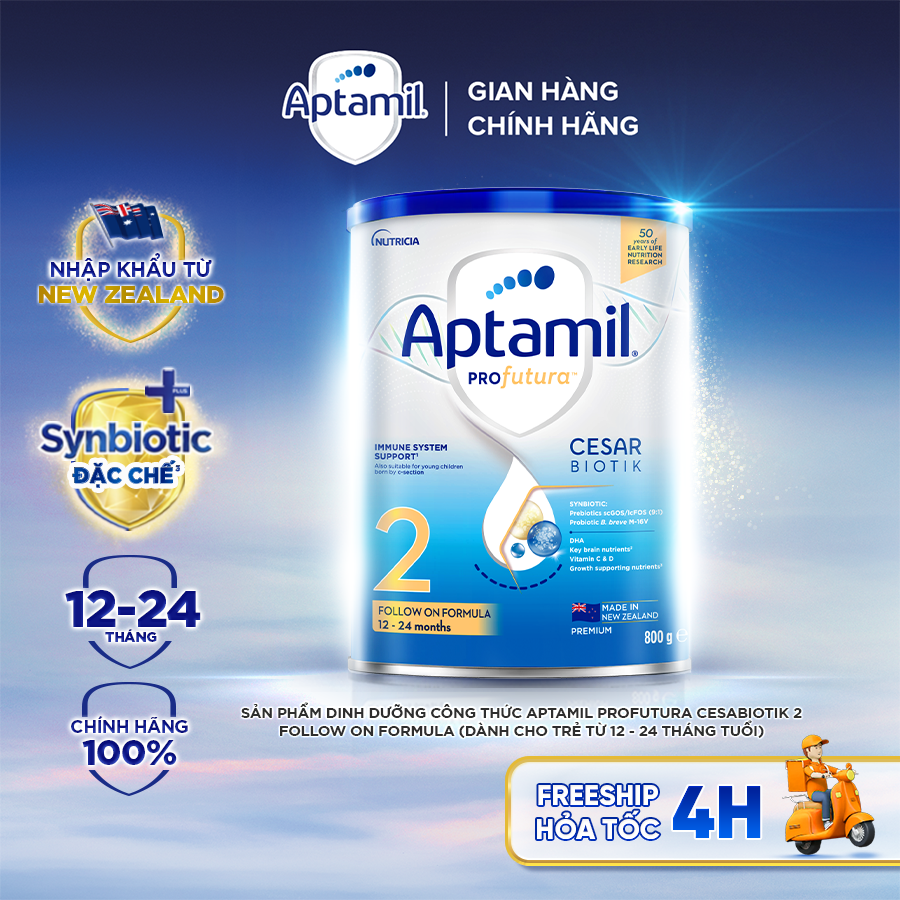 [Hỏa tốc - 0Đ] Sữa bột Aptamil Profutura Cesarbiotik New Zealand số 2 800g - Synbiotic độc quyền