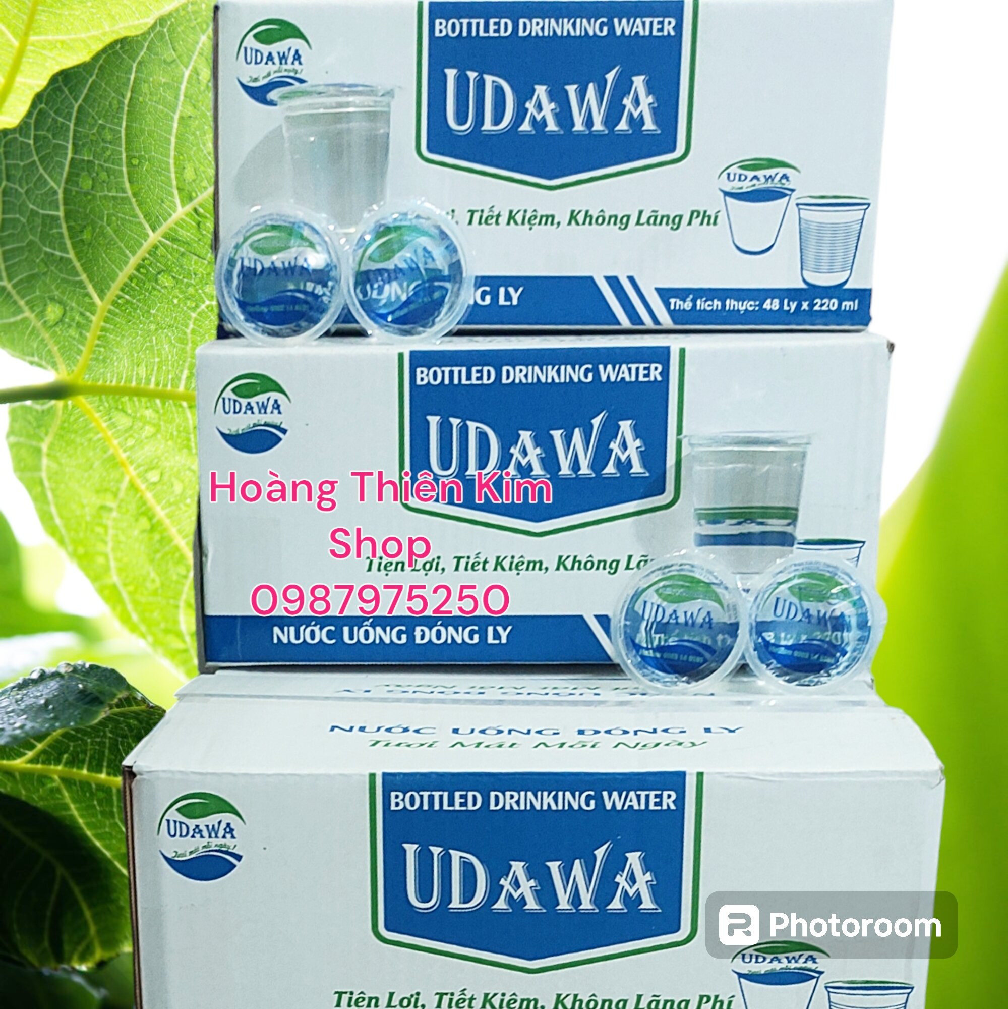 Nước đóng ly udawa 220ml - 48 ly kèm ống hút . trên 2 thùng lh shop