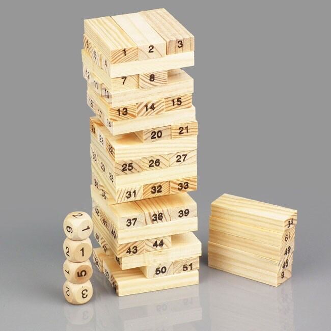Bộ đồ chơi rút gỗ 54 thanh kèm 4 con súc sắc cho bé đồ chơi trí tuệ độc đáo giúp giải trí sau những giờ làm việc, học tập mệt mỏi