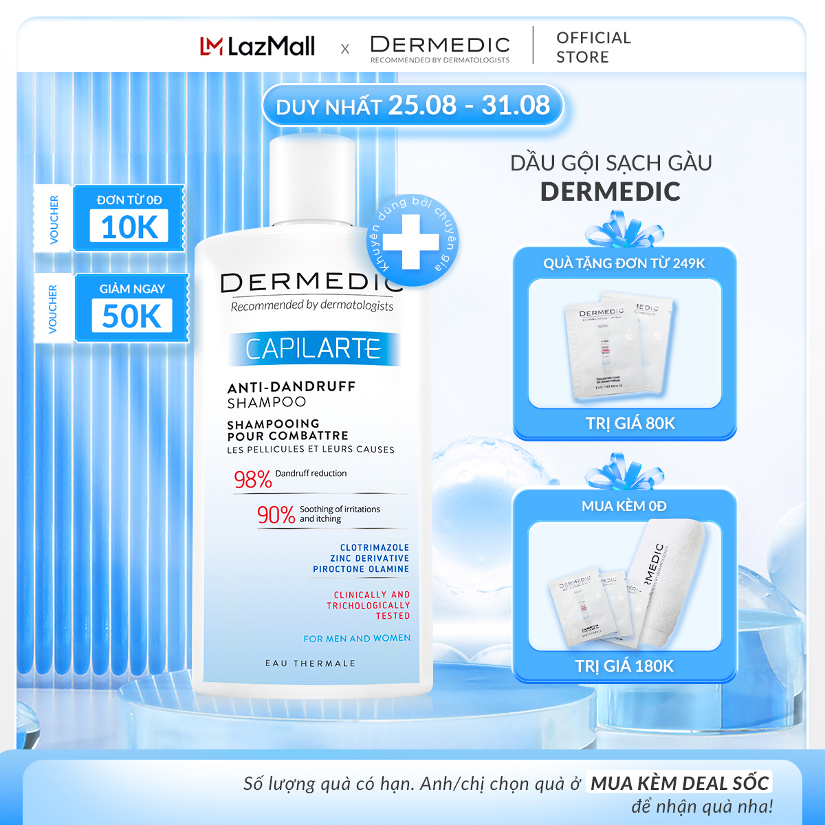 Capilarte anti-dandruff shampoo - dầu gội giảm gàu dermedic