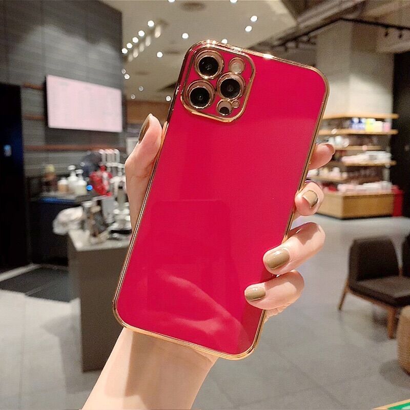 Ốp iphone 12promax bảo vệ cam, dẻo, bóng kính, chống bẩn, màu đỏ