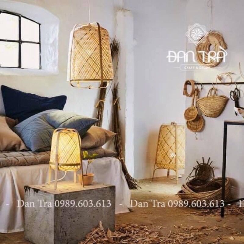 Đèn Tre 4 Chân - Đèn Ngủ Vintage ĐAN TRÀ - Decor Mây Tre Đan