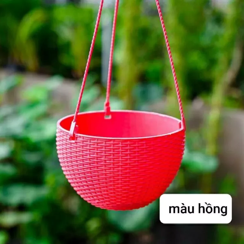 combo 5 Chậu treo kiểu đan mây size lớn 20x13cm