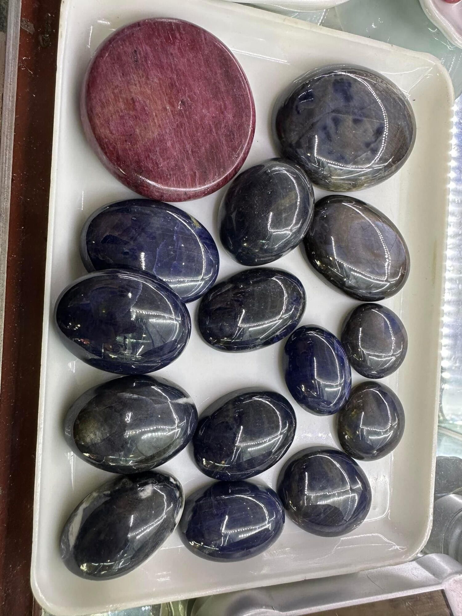 Mặt đá Ruby Lapis thiên thanh Saphire làm nhẫn