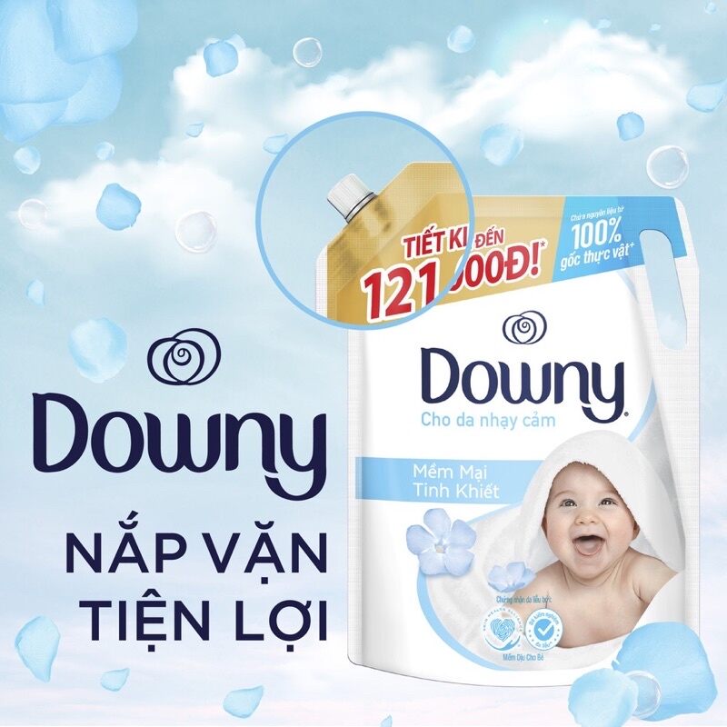 Nước xả vải Downy Túi 3L nắng mai, làn gió mát, kháng khuẩn dịu nhẹ