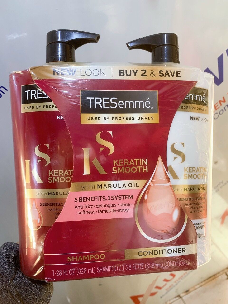 Set dầu gội xả tresemme keratin smooth marula oil mỹ 828ml x 2 chai