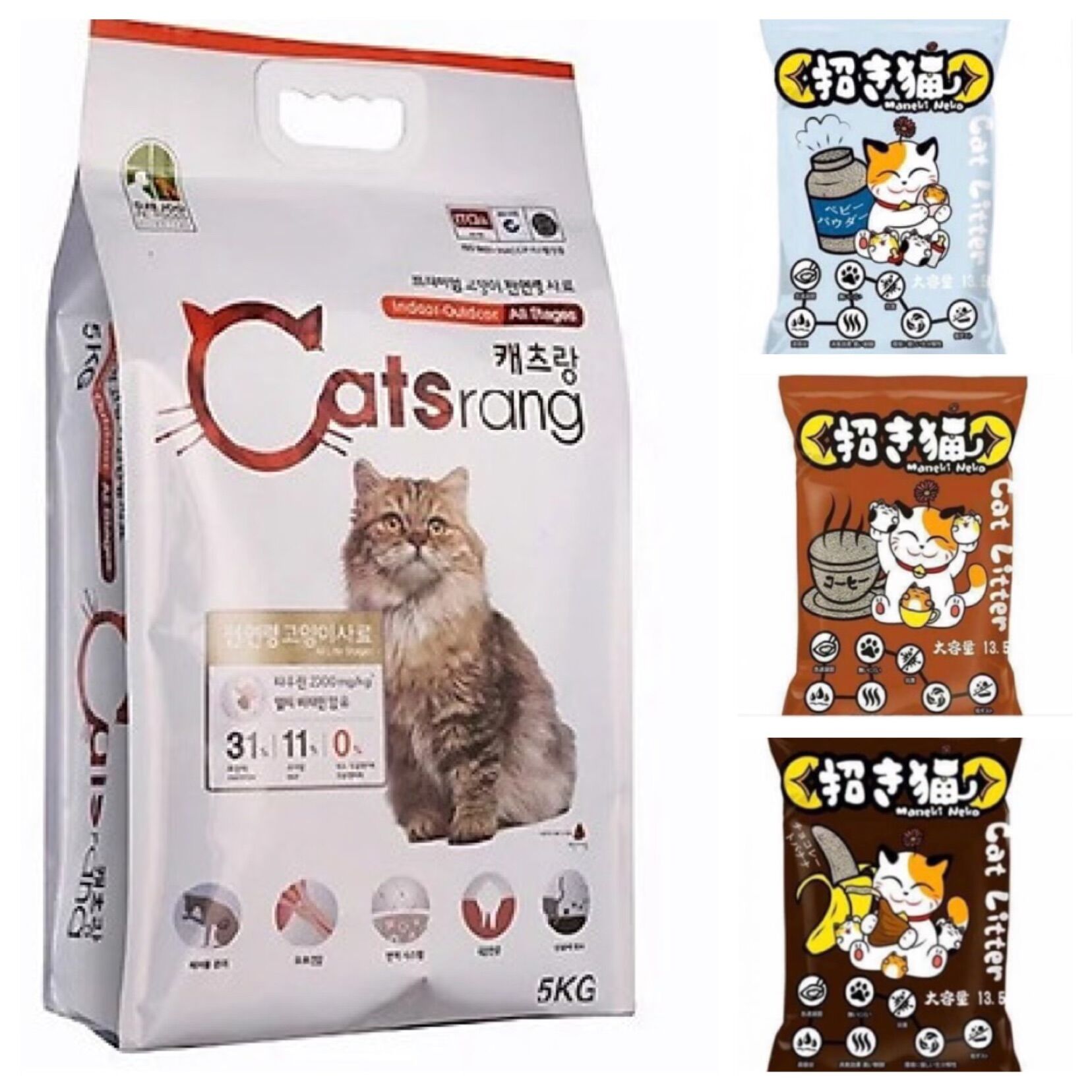 5kg hạt catsrang + 10l cát vs neko
