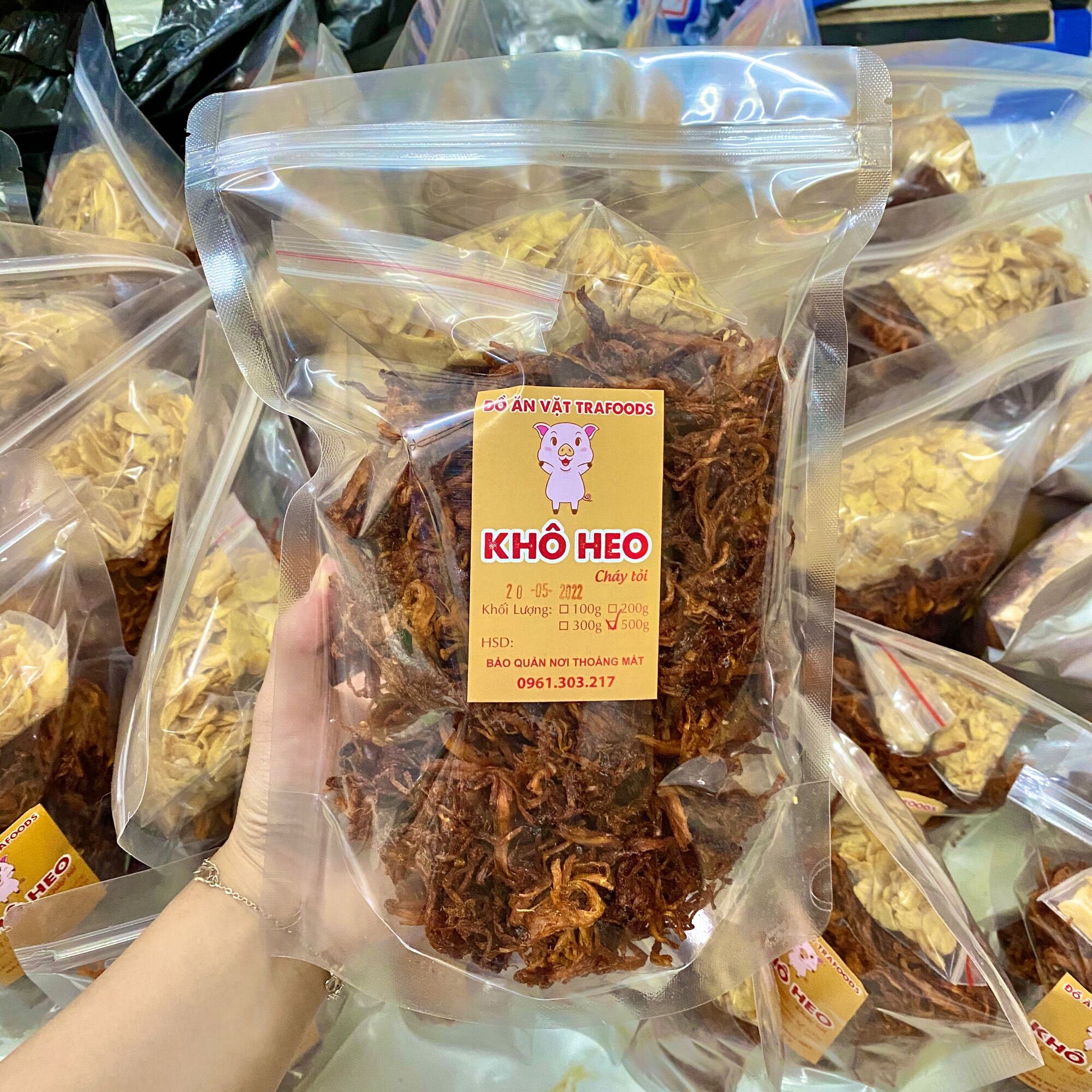 500G Khô heo cháy tỏi loại 1