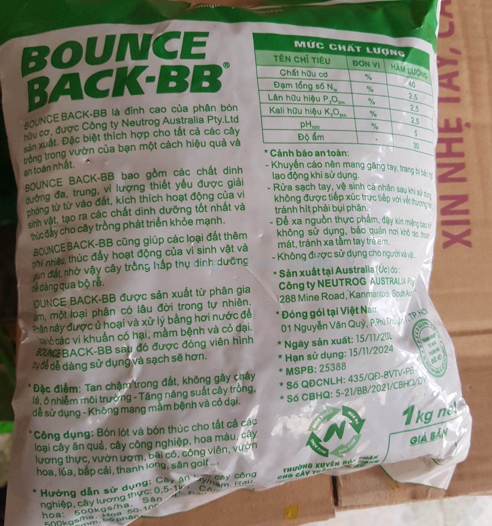 Phân hữu cơ Bounce Back BB (1ký)