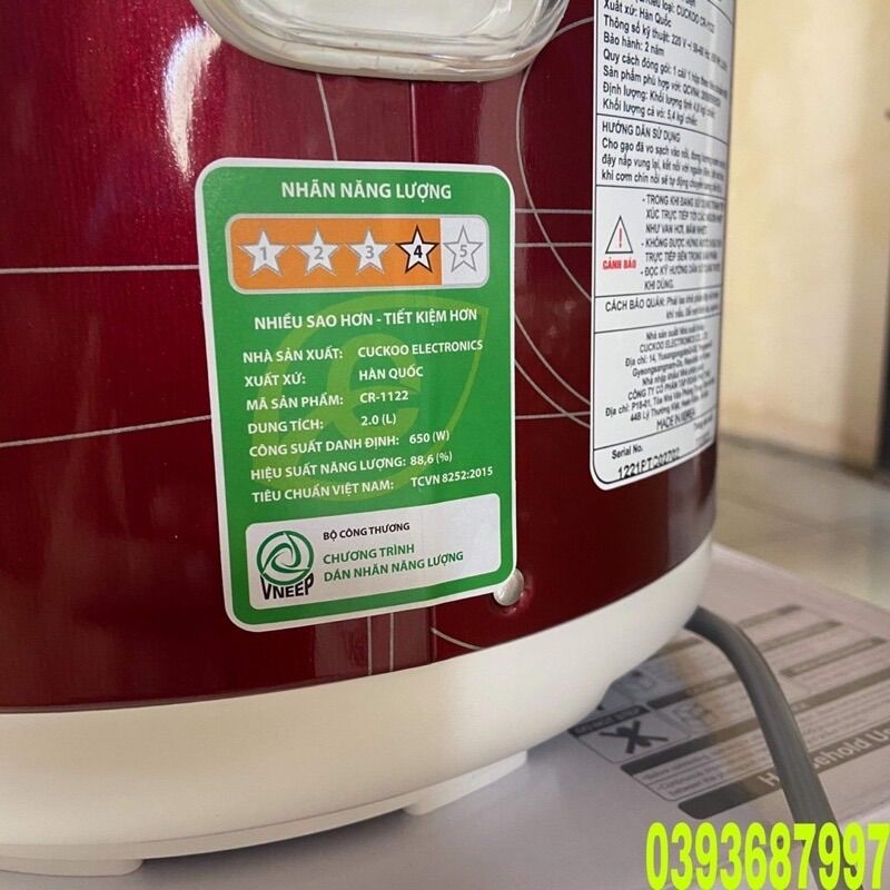 NỒI CƠM ĐIỆN CUCKOO CR-1122 2L HÀNG NHẬP KHẨU HÀN QUỐC