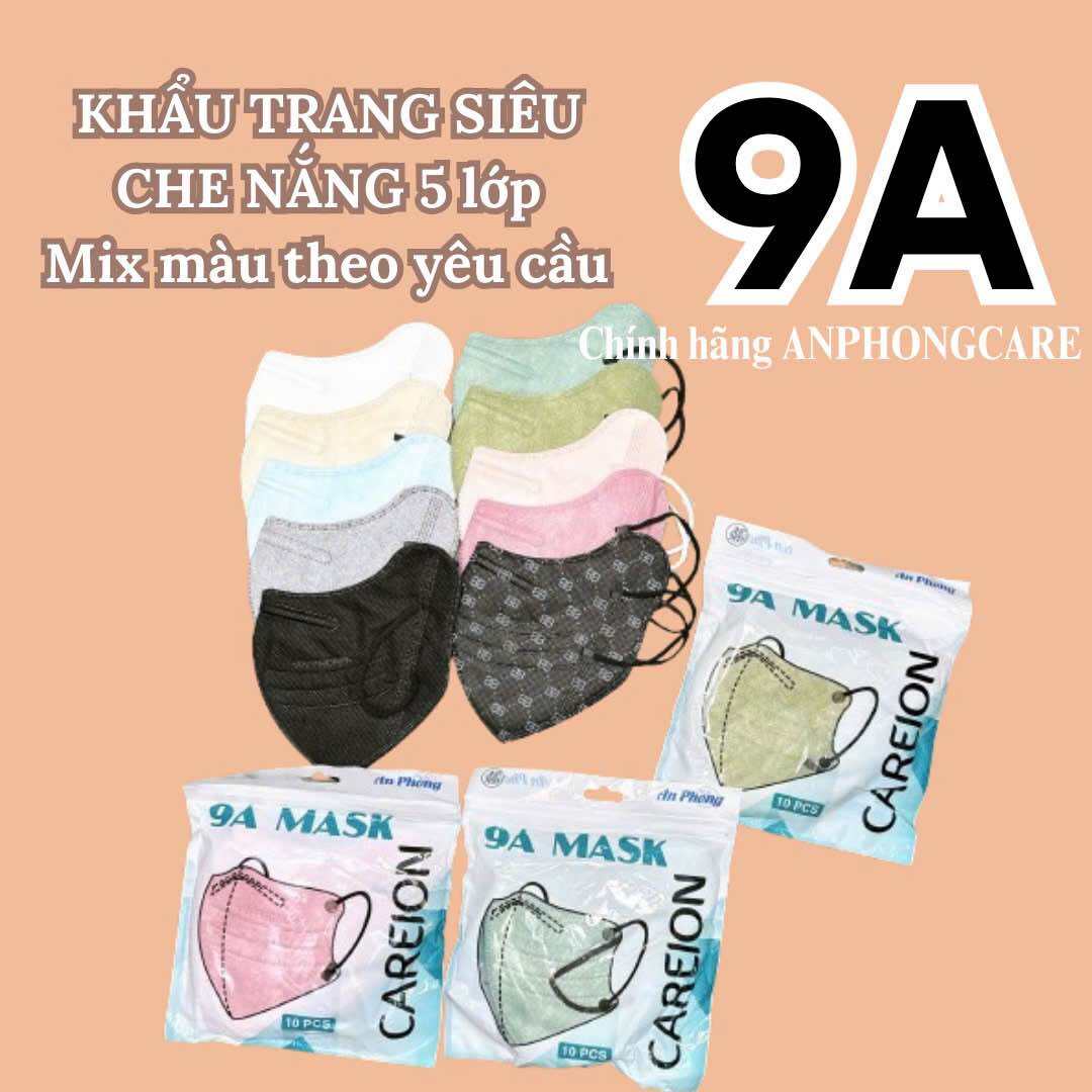 [50-90kg] COMBO 100 cái Khẩu Trang 9A hiệu AN PHONG MASK nhiều màu sắc trendy thời trang 4 lớp dùng một lần che kín mặt [50-90kg]