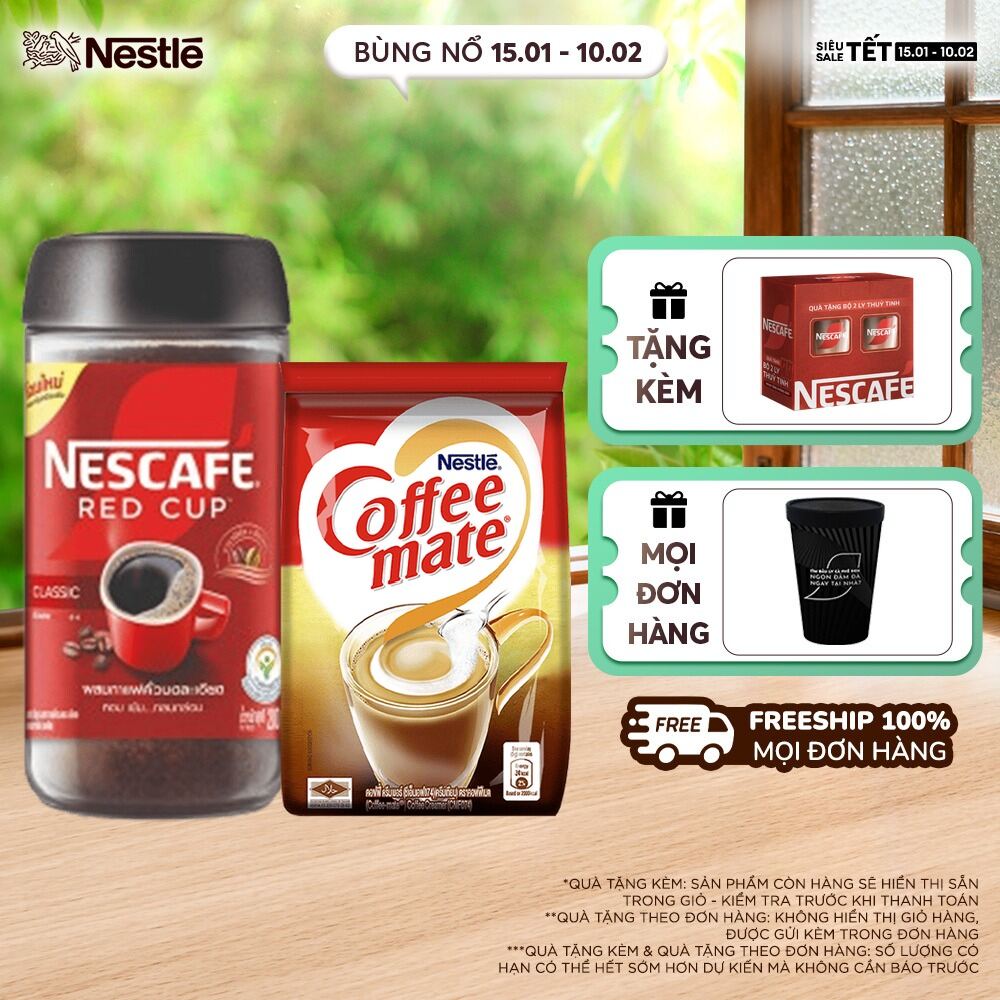 [ƯU ĐÃI THÁNG 2] Combo 1 Hũ Cà Phê Nescafé Red Cup (200g) + 1 Bột kem Nestle Coffee Mate (453.7g)