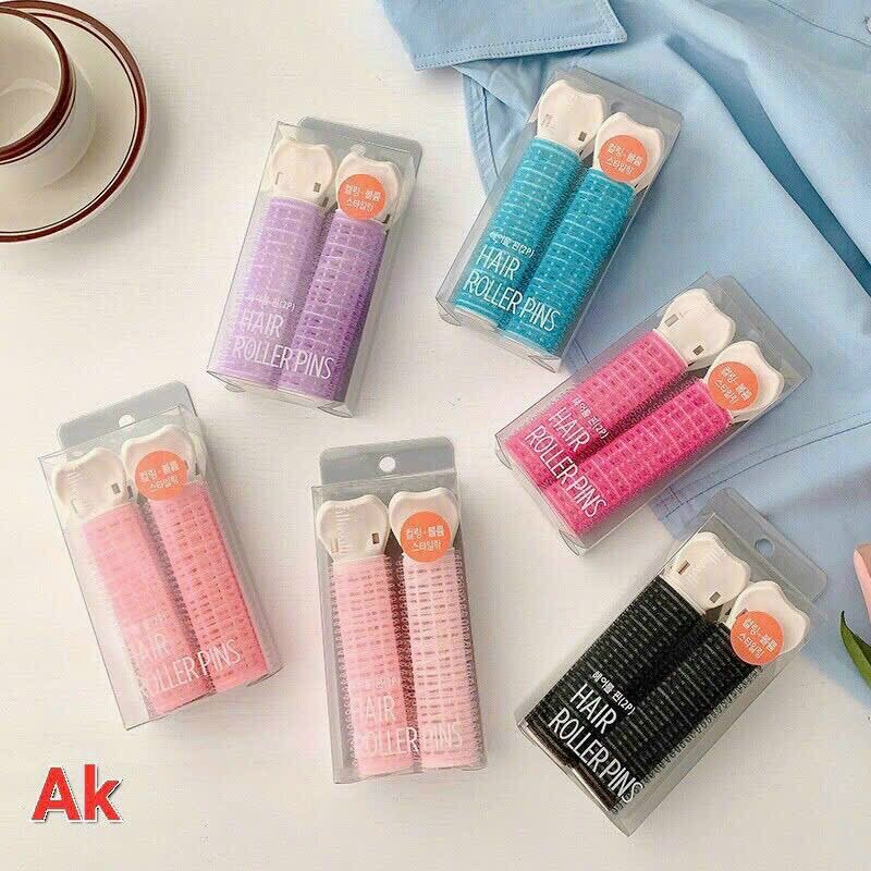 Set 2 kẹp phồng chân tóc, kẹp uốn mái , lô cuốn tự dính tạo đồ phồng chân tóc