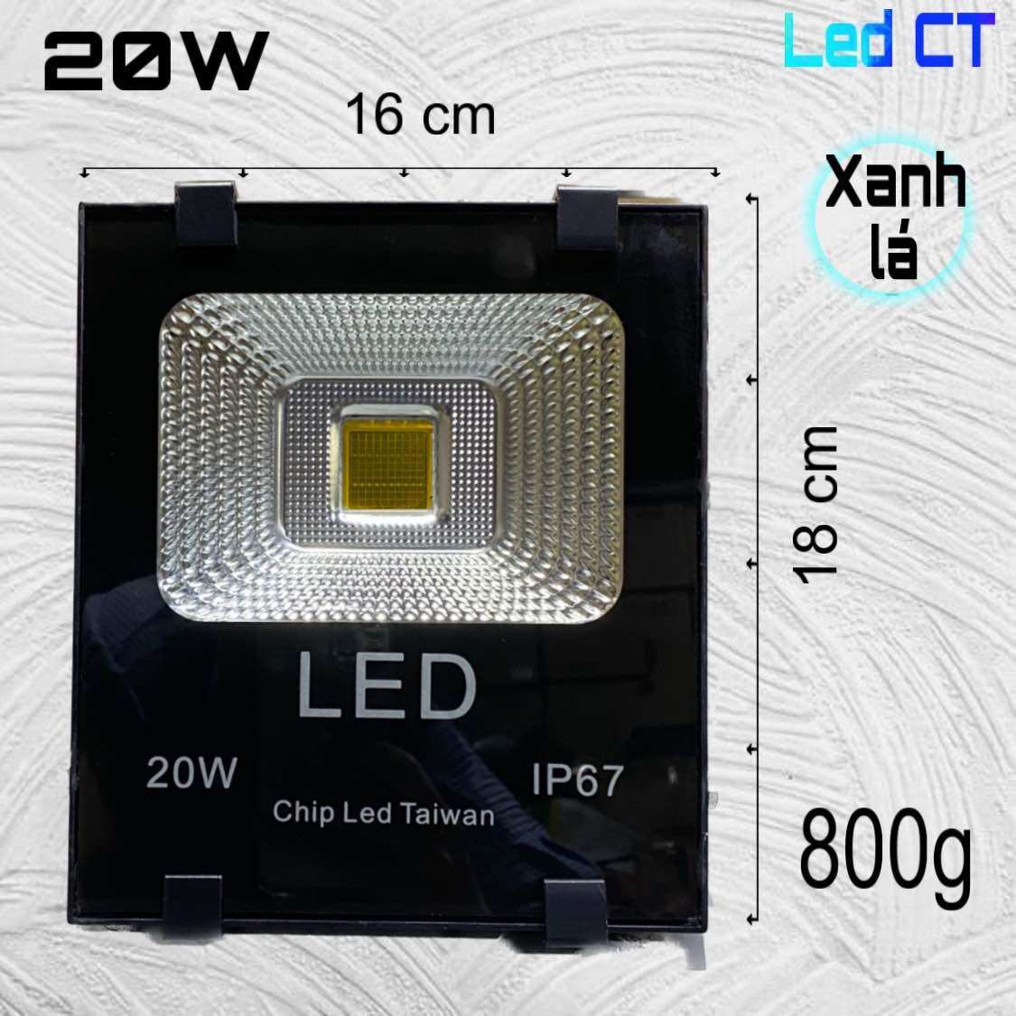 (Combo 2 Cái) Đèn pha LED 20W Thân Nhôm (Trắng, Vàng, Xanh lá, Xanh dương, Đỏ, Đổi màu)