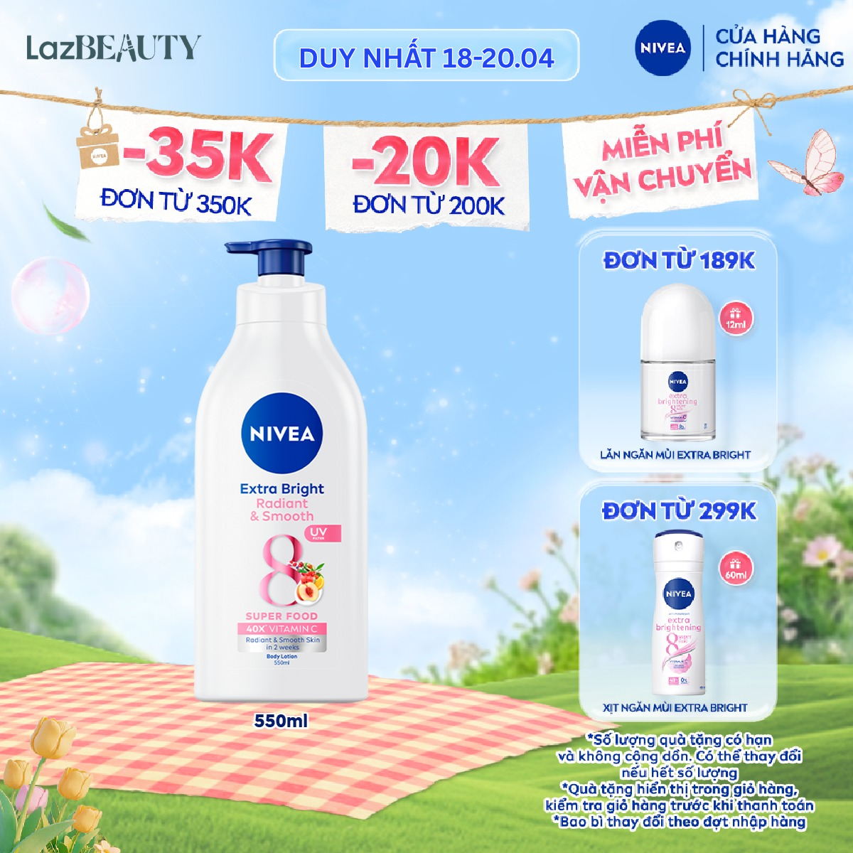 Sữa Dưỡng Thể NIVEA Extra Bright Radiant  Smooth Dưỡng Sáng Mịn Da (550 ml) - 98924
