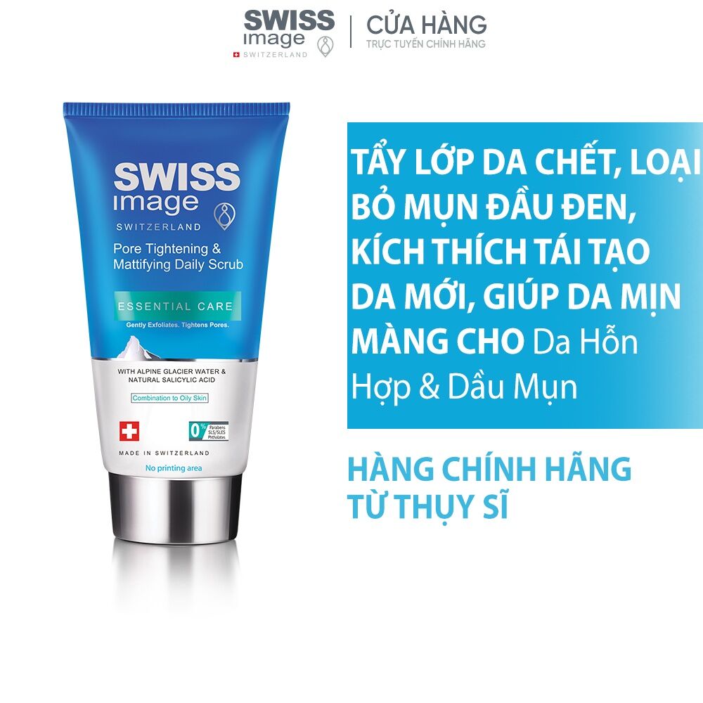 Tẩy Tế Bào Chết Hằng Ngày Dành Cho Da Dầu Pore Tightening & Mattifying Daily Scrub 150ml - Swiss Ima