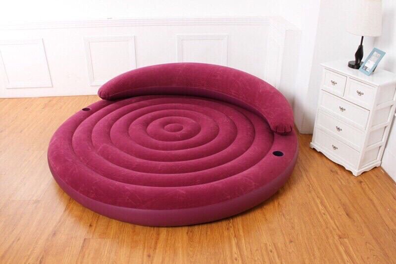 NỆM GIƯỜNG HƠI HÌNH TRÒN MÀU TÍM TẶNG KÈM BƠM ĐIỆN 2 CHIỀU