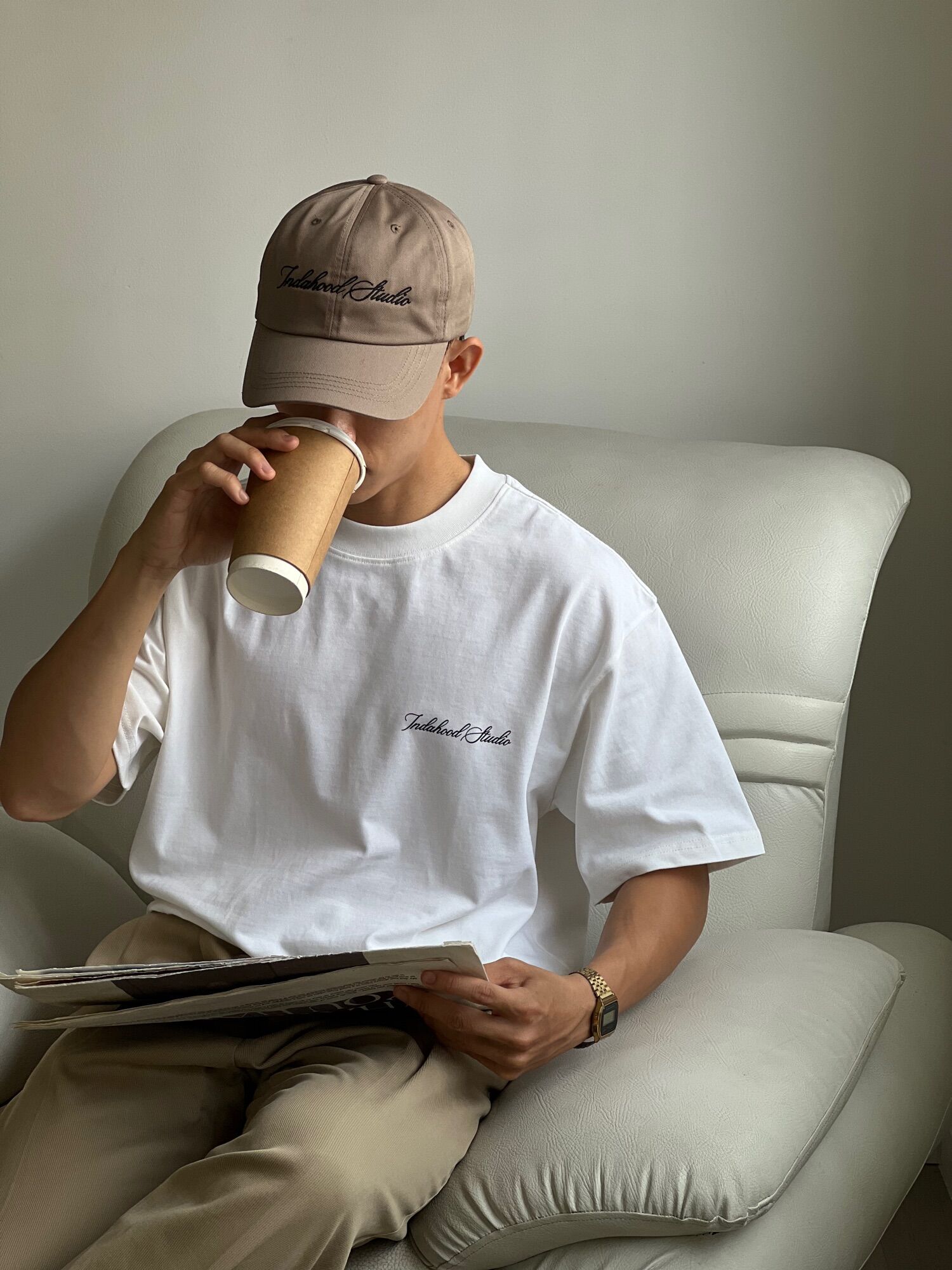 Áo thun rộng oversized INDAHOOD STUDIO FONT TEE Black/White/Dark Wash