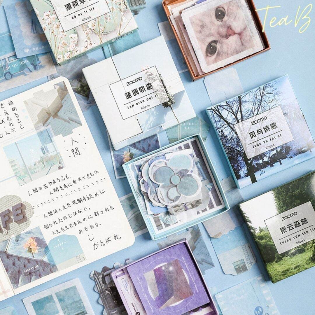 Set 80 sticker (miếng dán) trang trí sổ tay, nhật ký, điện thoại siêu xinh (Tea.B_ST38)