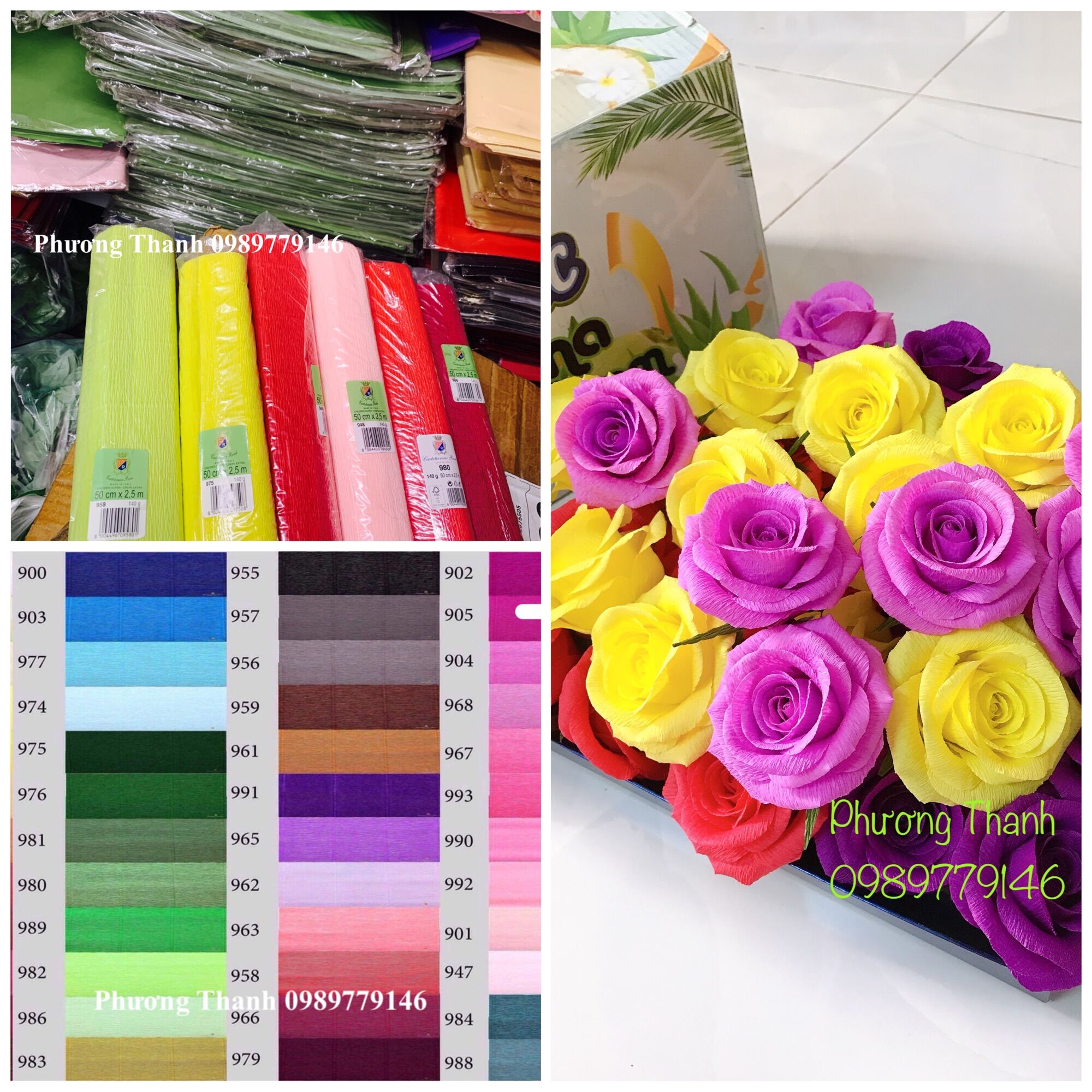 GIẤY NHÚN Ý làm hoa, cuộn 50x250cm,định lượng 140g