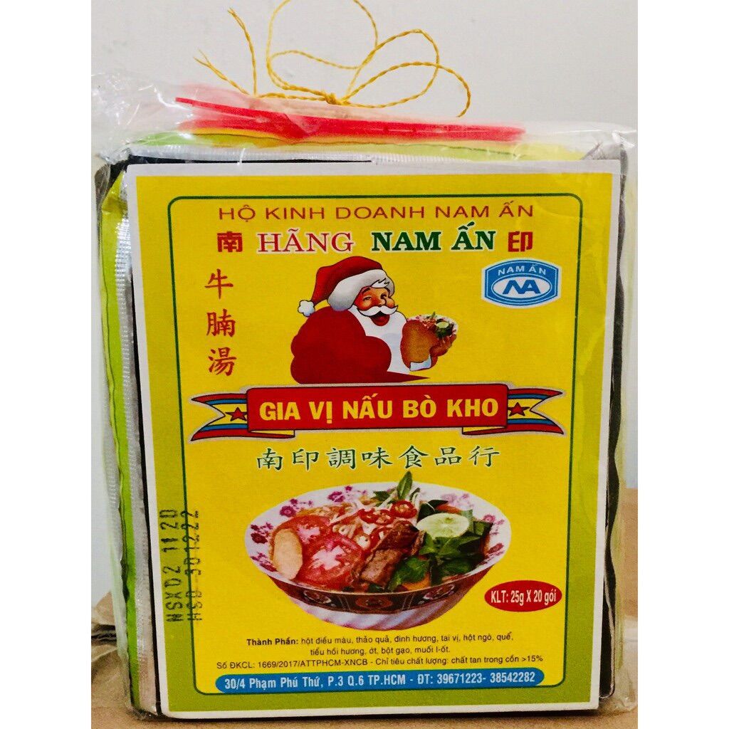 Gia vị nấu bò kho Nam Ấn (1lốc/20gói 25g)
