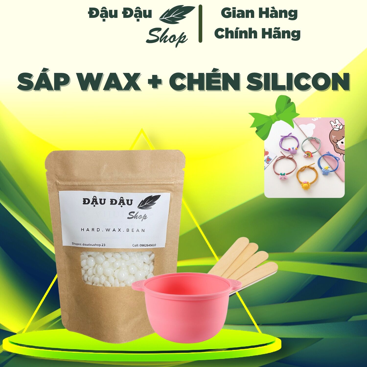 Combo wax lông CHÉN SILICONE CHỐNG DÍNH & 100g sáp wax lông cao cấp wax lông tay, chân, nách, bikini, râu, ria mép,…