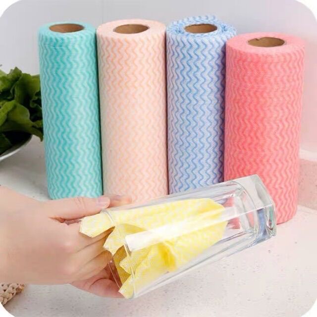 [Cuộn 50 tờ]Giấy lau đa năng, giấy lau vải không dệt, giấy lau bát đĩa, giấy lau tiện dụng