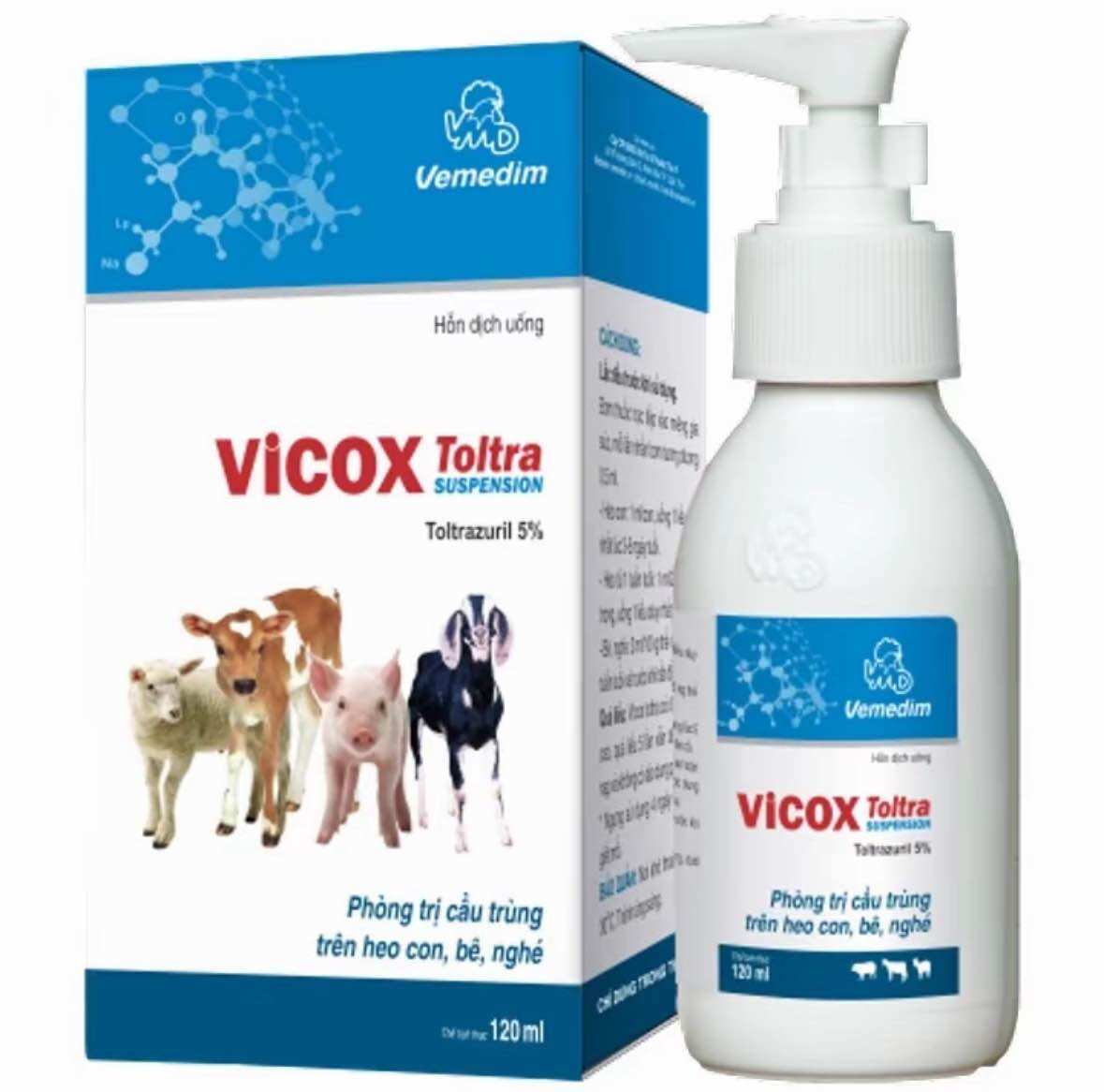 VICOX 5% PHÒNG CẦU TRÙNG TRÊN GIA SÚC, GIA CẦM LỌ 120ML