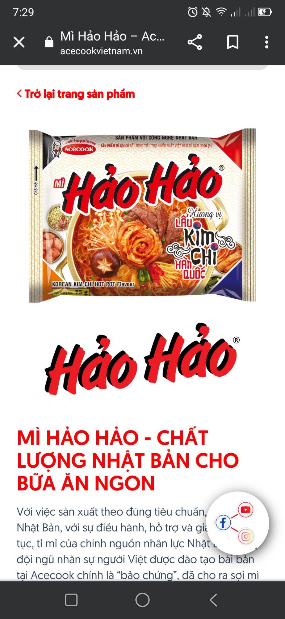 Mì hảo hảo hương vị lẩu kim chi hàn quốc