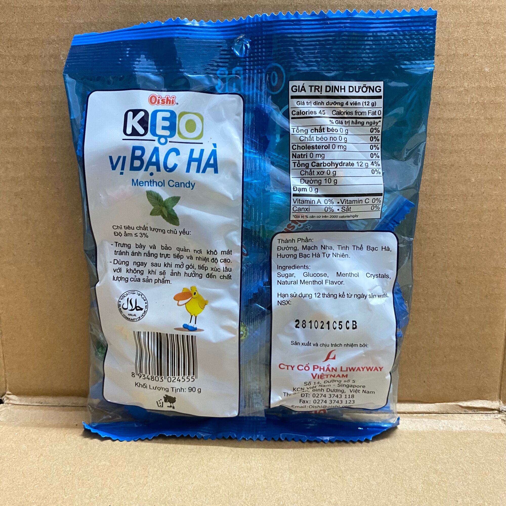 [90g][Vị Bạc Hà] Túi Kẹo Oishi