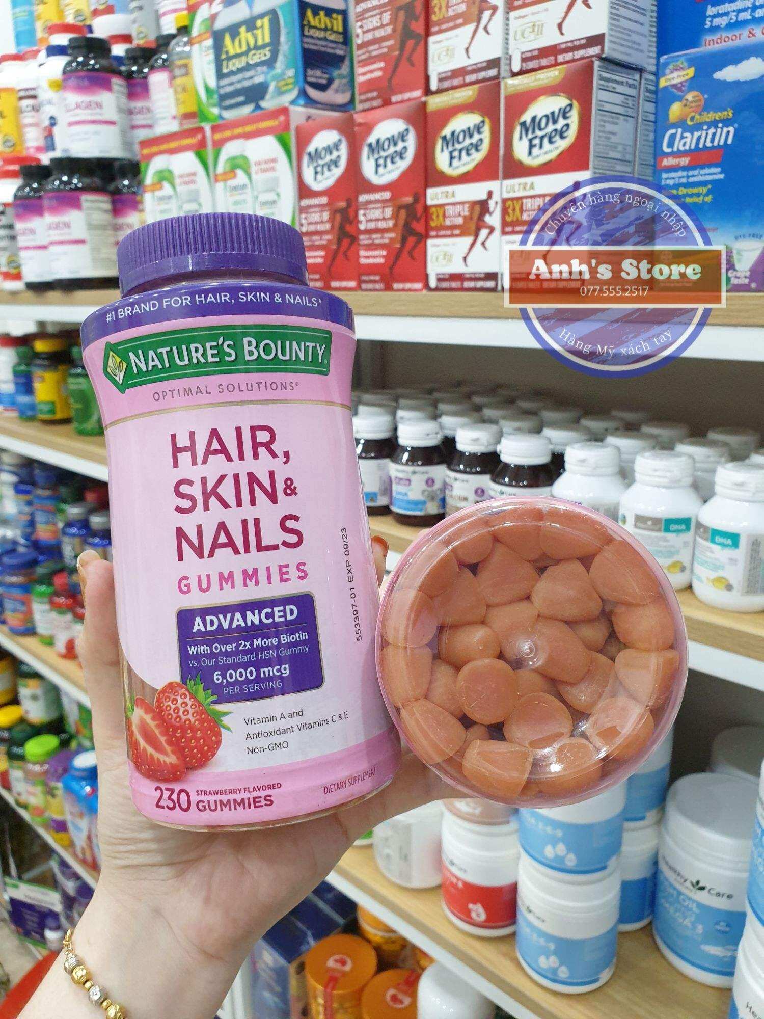 Kẹo Gum đẹp da tóc móng Hair Skin Nails Gummies 230 viên của Mỹ