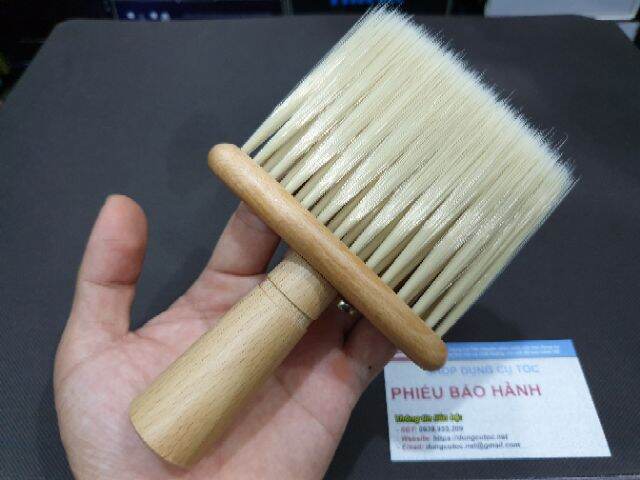 Chổi Phủi Tóc Barber Cán Gỗ Loại Tốt, Cây Phủi Tóc Lông Mềm Phủi Siêu Sạch Tóc. (Ảnh thật)
